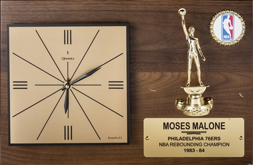 1983-84 NBA Rebounding Champion Award Presented To Moses Malone (Malone LOA)